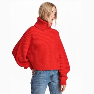 H&M Oversized Red/Orange Sweater 🍁